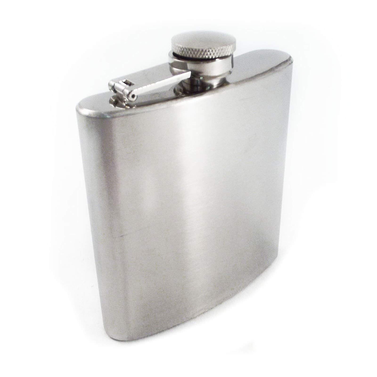 6 Oz. Chrome Stainless Steel Pocket Hip Flask (Attached Screw Cap) Buy Online in United Arab