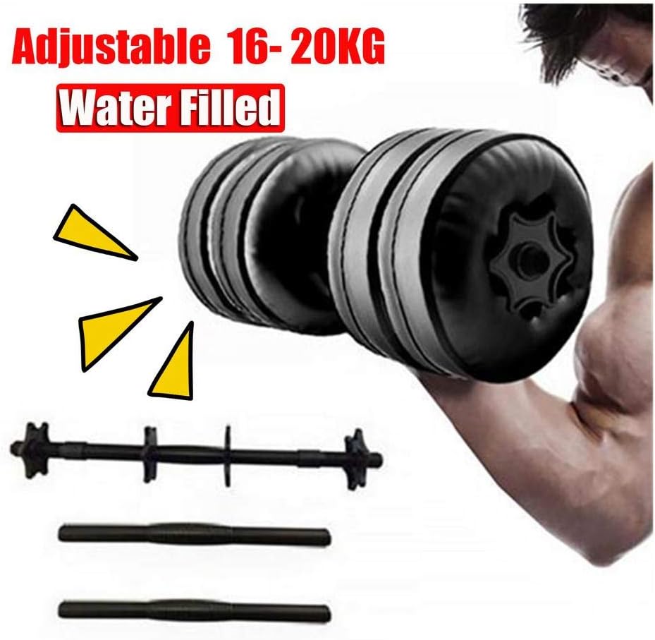 DaJun 16-20KG Water Filled Travel Dumbbells - Portable Dumbell Adjustable Weight Set Perfect for Workout Equipment Body Building Strength Training
