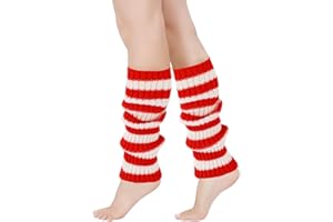 Junely Leg Warmers for Women Striped Leg Warmer Knit Legwarmers Cosplay Costume Accessories