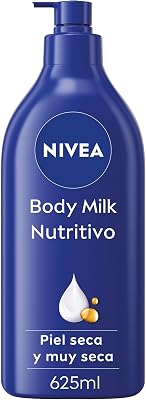 Nivea nourishing body milk (1 x 625 ml), leite corporal que hidrata por 72 horas, creme hidratante corporal com óleo de amêndoa e ácido hialurônico, para pele seca