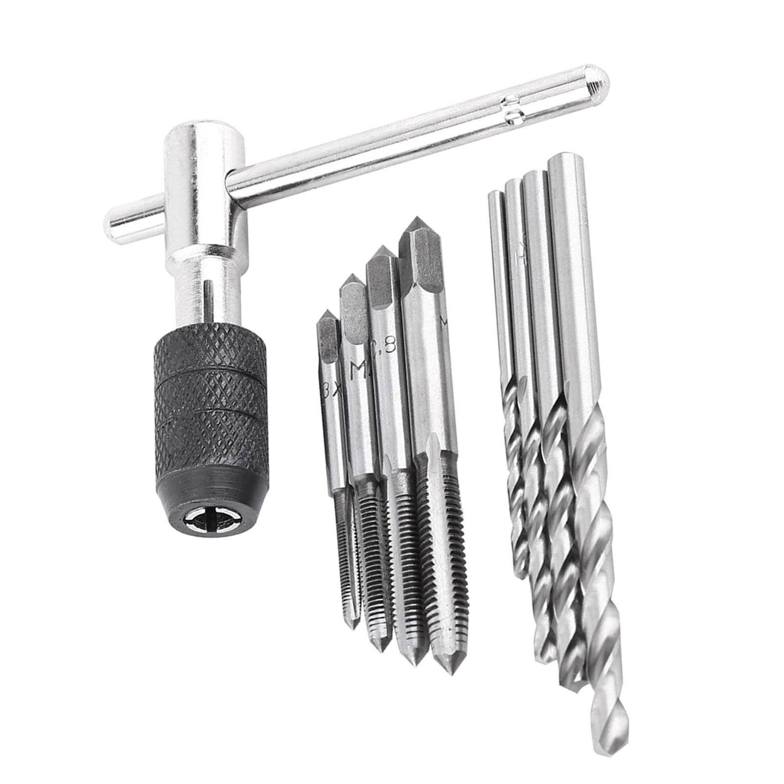 9PCS/Set Threading Tapping Tool Kit,M3x0.5/M4x0.7/M5x0.8/M6x1.0 Screw Taps T-Handle Tap Wrench Drill Bits Machine Thread Taps Set Threading Tapping Hand Tool Kit