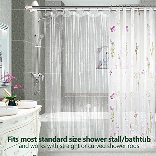 Shower Curtain Liner,Feagar Mold&Mildew Resistant Waterproof Anti-bacterial 72x72 Inch Eco-Friendly, PVC Free, Non Toxic,Odorless Bathroom Set for Bathtub or Shower Stall (Clear Transparent) - Thumbnail 5