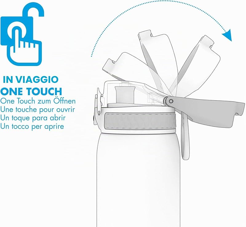 Borraccia Inox Leggero per Bambini, 400ml, Non Isolato, a Prova di Perdite, Facile da Aprire, Serratura Sicura, Lavabile in Lavastoviglie, Facile Pulizia, Durevole e Antigraffio, Acqua