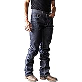 Kimes Ranch Men's Raw Dillon Mid-Low Rise Relaxed Upper Thigh Wide Bootcut Hand-Sanded Integrated Knife Pocket Jean