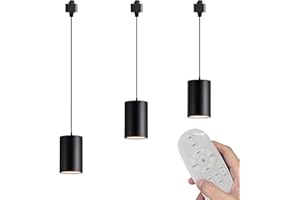 SKIVTGLAMP Remote Control 7W LED Track Linear Look Black Pendant Lights H-Type Track Light with Focused Adjustable COB LED Dimmable for Dining Room Kitchen 3 Lights Customizable GDTB2601-20cm