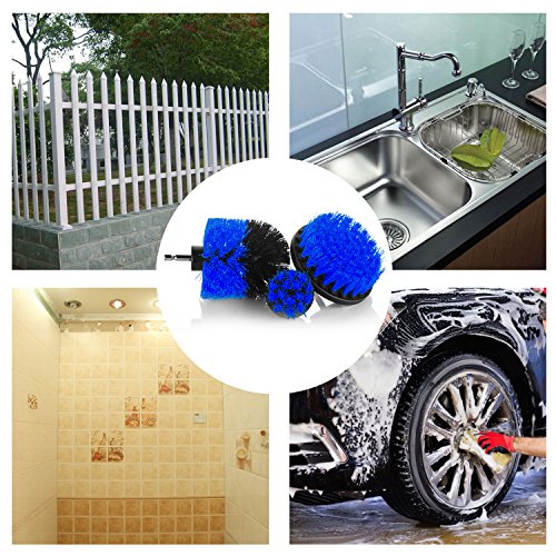 YIJINSHENG Medium Brush with Drill Attachment Scrubbing Brushes for Cleaning Car Tires,Carpet, kitchens,Bathrooms, Showers, Grout, Tile, Boats Power Scrubber Cleaning Multipurpose 3 pack Kit