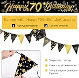 Yontree 70th Birthday Decorations Kit 14 Pieces Gold Black Banner Balloons view 4