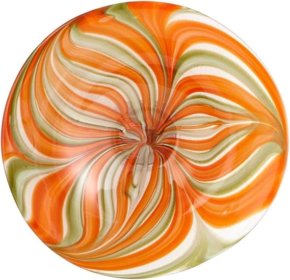 Orange Chika 16 Inch Diameter Glass Decorative Plate Home Improvement