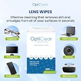 Opticlear Lens Wipes 200 Count - Smear-Free, Quick Drying Anti-Fog Safe Coatings view 2