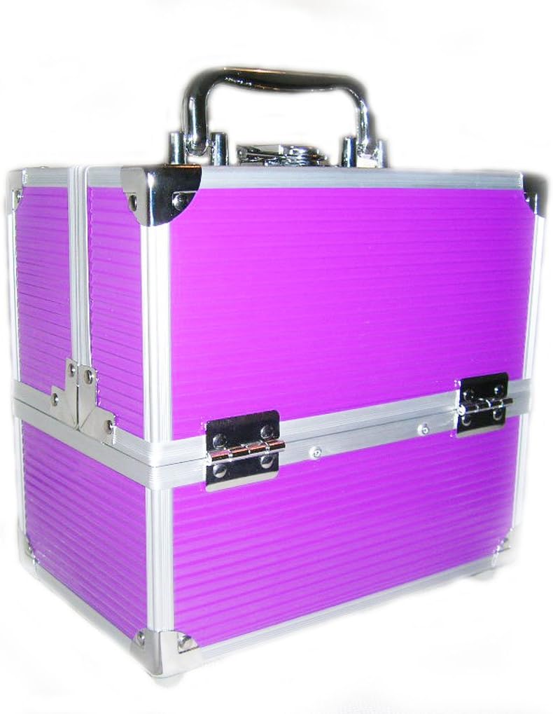Miami Purple Ribbed Locking Beauty Case with Trays