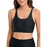 Women Swim Bra Crop Sports Bra for Under Swim Shirt Racerback Swimsuit Bikini Tops Built in Bra Bathing Suit Tops Only