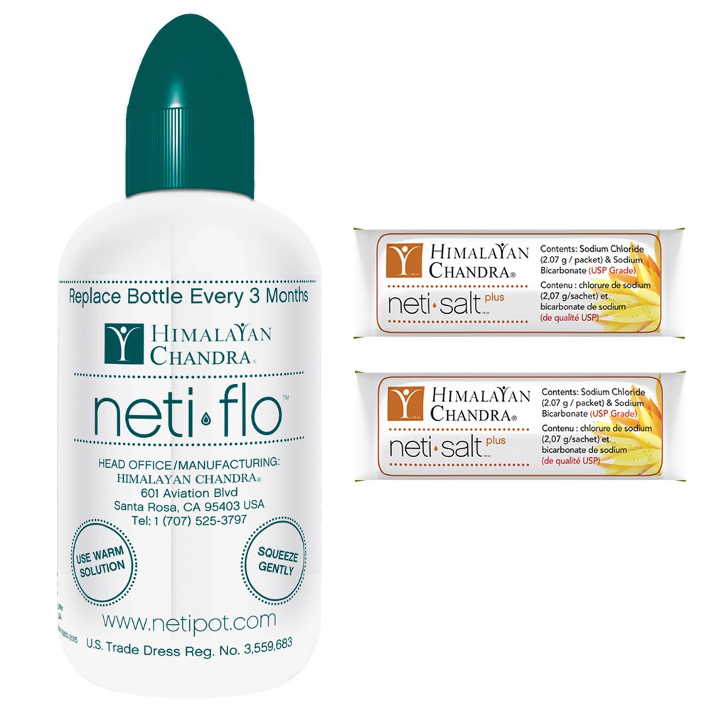 Himalayan Neti Flo Nasal Wash Bottle with 30 Sachets, 10 Ounce