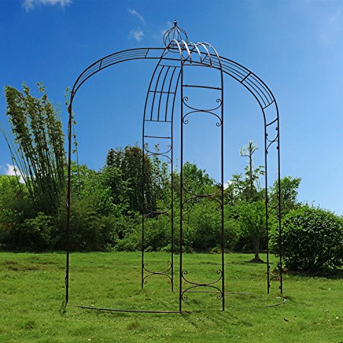 OUTOUR XL Large Heavy Duty Gazebo, 10'2" High x 7'7" Wide, Pergola Pavilion Arch Arbor Arbour Plants Stand Rack for Outdoor Garden Lawn Backyard Patio, Climbing Vines, Roses, Antique Copper