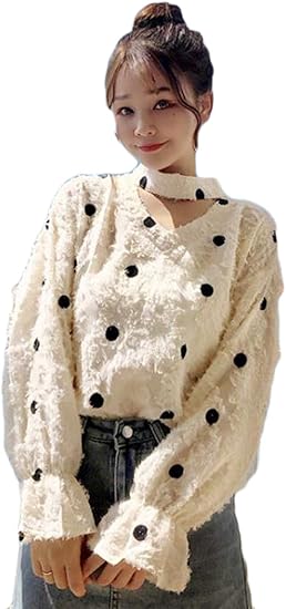 Amazon Debangniレディース ブラウス 可愛い もこもこ レディース トップス ゆったり シンプル フレアスリープフェミニン 韓国風 上着 柔らかい アプリコット シャツ ブラウス 通販