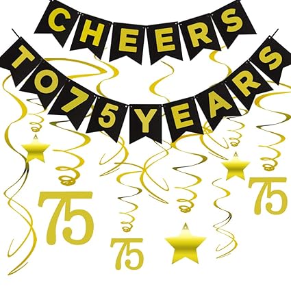 75th Birthday Party Supplies Classy Black 75 Years Personalized