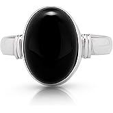 Black onyx Oval Stone Ring 925 Sterling Silver Vintage Boho Chic US Size 7 8 9