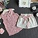 Baby Clothing Kids Summer Clothes Girls Flower Printing Vest + Pure Color Pants Children Clothing Set (A-Pink, 3-4T)