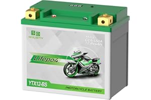 SDULIBITIY Motorcycle Battery YTX12-BS | Lithium Powersports Battery 12.8V 6Ah 400CCA LiFePO4 Engine Start Battery Compatible ATV, UTV, Scooter, Snowmobile, 4 Wheeler