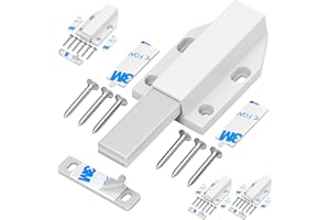 Magnetic Push Latch Without Nail Installation Tonitrui Heavy Duty Magnetic Touch Latches for Large Door Push Release Latch Kitchen Drawer Push Catch Press Out Latch(White 4 Pack)
