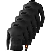 Dalavch 5 Pack Thermal Compression Shirts for Men Mock Turtleneck Long Sleeve Running Undershirt Base Layer Tops for Winter