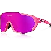 Queshark Cycling Glasses, Sports Sunglasses for Men Women, 1 Polarized 2 HD Lens, Polarized Sunglasses for Cycling Running