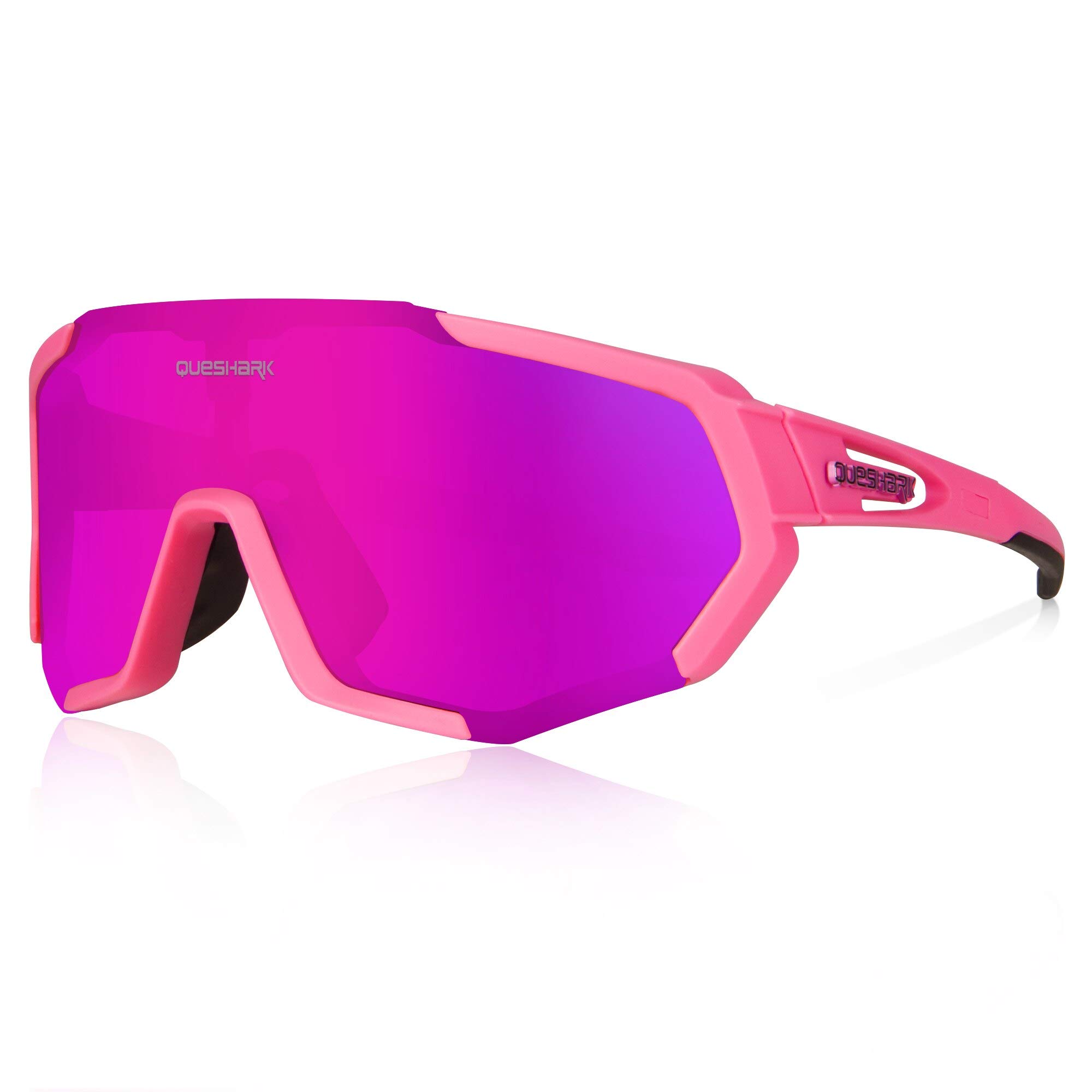 Queshark Cycling Glasses, Sports Sunglasses, Polarized Cycling Glasses with 3 Interchangeable Lenses | 29g TR90 Lightweight | UV400 Protection, for MTB, Cycling, Running, Driving, E-Bike