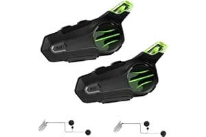 cepkquis Motorcycle Bluetooth Headset for Wireless Dirt Bike 2 Riders 600M Intercom CVC Noise Cancellation Stereo HiFi Music IP67 Waterproof for Full Face Helmet with Tail Light (Black-Dual Pack)