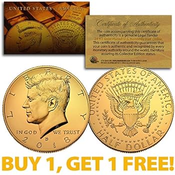 2018-D 24K GOLD Gilded JFK Kennedy Half Dollar Coin (D Mint) BUY 1 GET 1 FREE