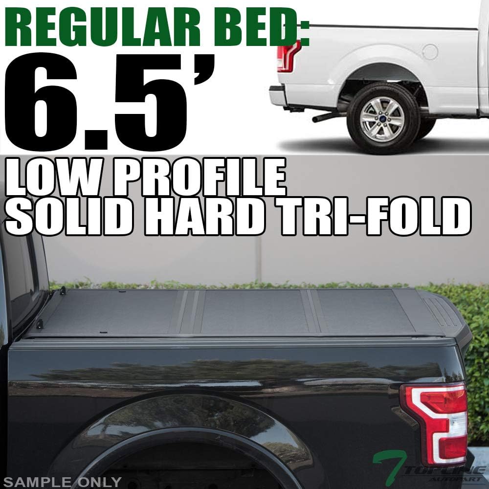 Amazon Com Topline Autopart Low Profile Tri Fold Hard Plastic Truck Bed Tonneau Cover For 15 21 Ford F150 6 5 Feet 78 Bed Automotive