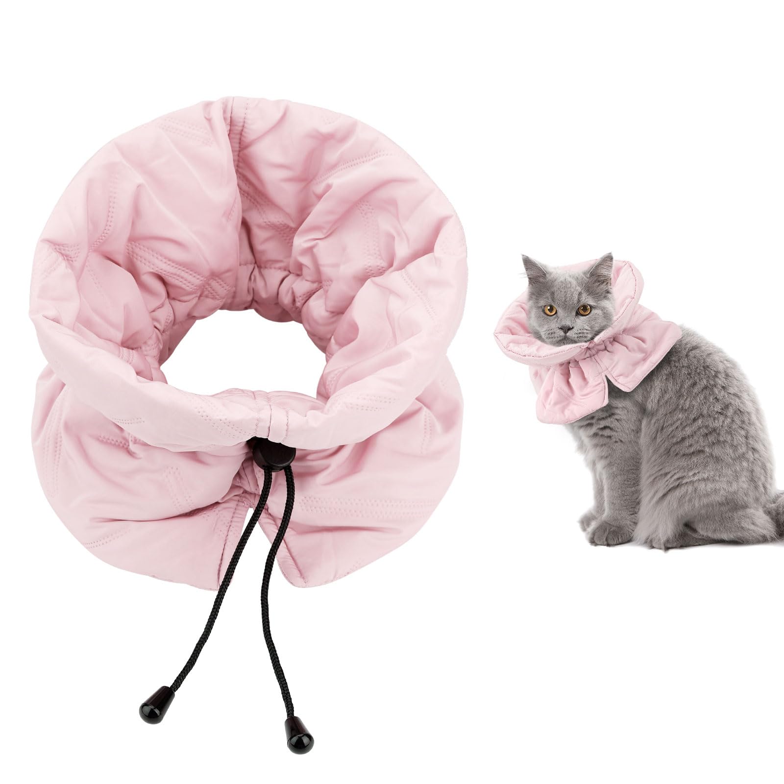 Cat Cone Collar, Soft Adjustable Kitten Recovery Collar for After Surgery Lightweight Puppy Pet Elizabethan Cones to Stop Licking Wound Protective Dog Neck Cover (Pink)