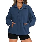 Bellcoco Sweatshirt for Women Long Sleeve Button Henley Neck Pullover Tops 3/4 Zip Up Stand Collar Fall Fashion Outfits