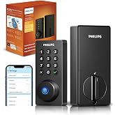 Philips Wi-Fi Smart Deadbolt Lock, Keyless Entry Door Locks for Front Door | Code / Fingerprint / APP Unlock, Remote Access, Alexa Google Voice Unlock, Auto Lock, Built in WiF, Backlit Touchscreen
