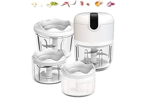 POGEAIR (100+250+350ML) White 3 Pcs Cordless Mini Food Chopper,Small Food Processor for Garlic,Nut,Meat