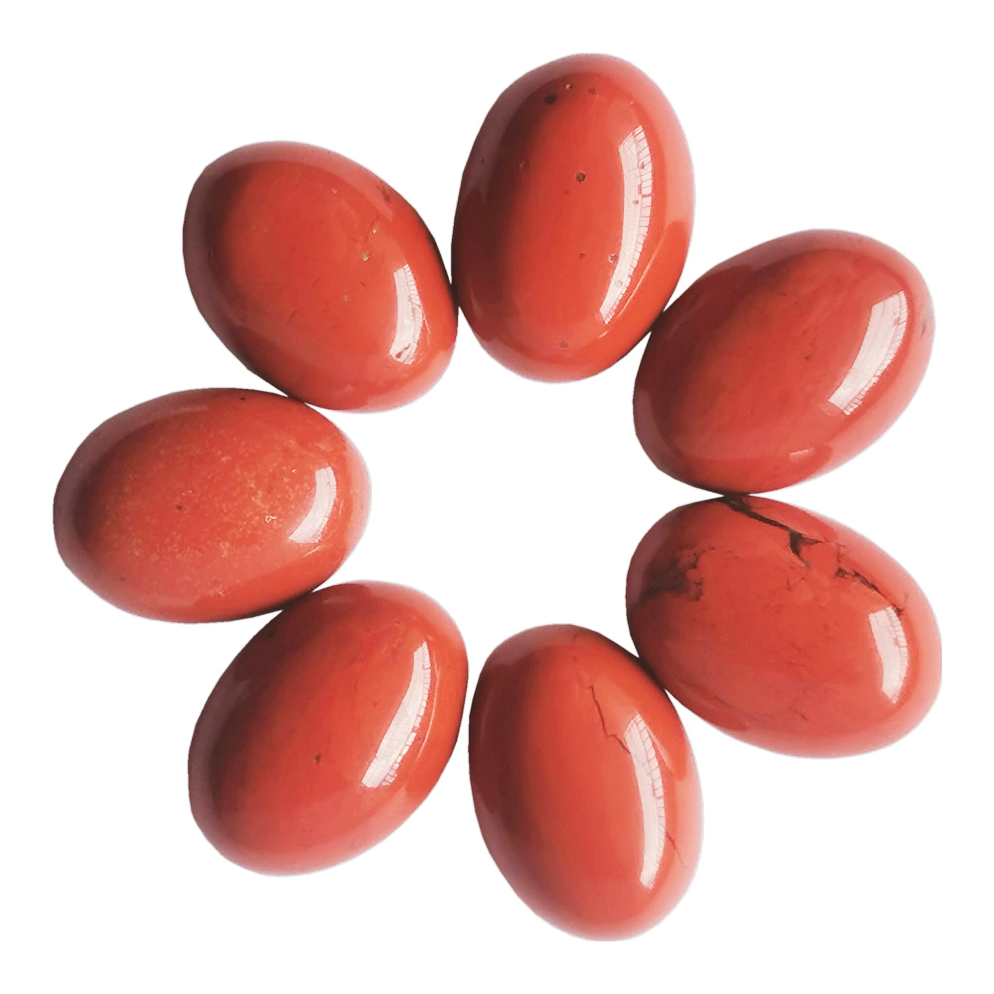 Manekieko 7 Pcs Natural Red Jasper Oval Cabochons Flatback Crystal Stone Gemstones Beads for Jewelry Making DIY,18x13mm