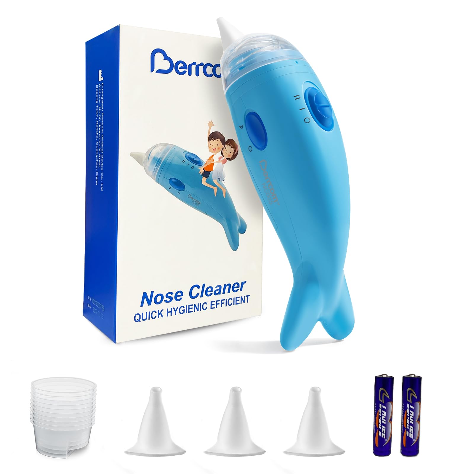 Berrcom Nasal Aspirator for Baby, Electric Nose Sucker Baby Nose Cleaner Automatic Booger Sucker for Kids with Music, Adjustable Suction Level