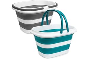 TIAWUDI 2 Pack Collapsible Mop Bucket, 16L(4.2 Gal) Plastic Bucket for House Cleaning, Car Washing, Silicone Cleaning Supplier Organizer, Portable Basket with Handle for Laundry Storage, RV Camping, Fishing