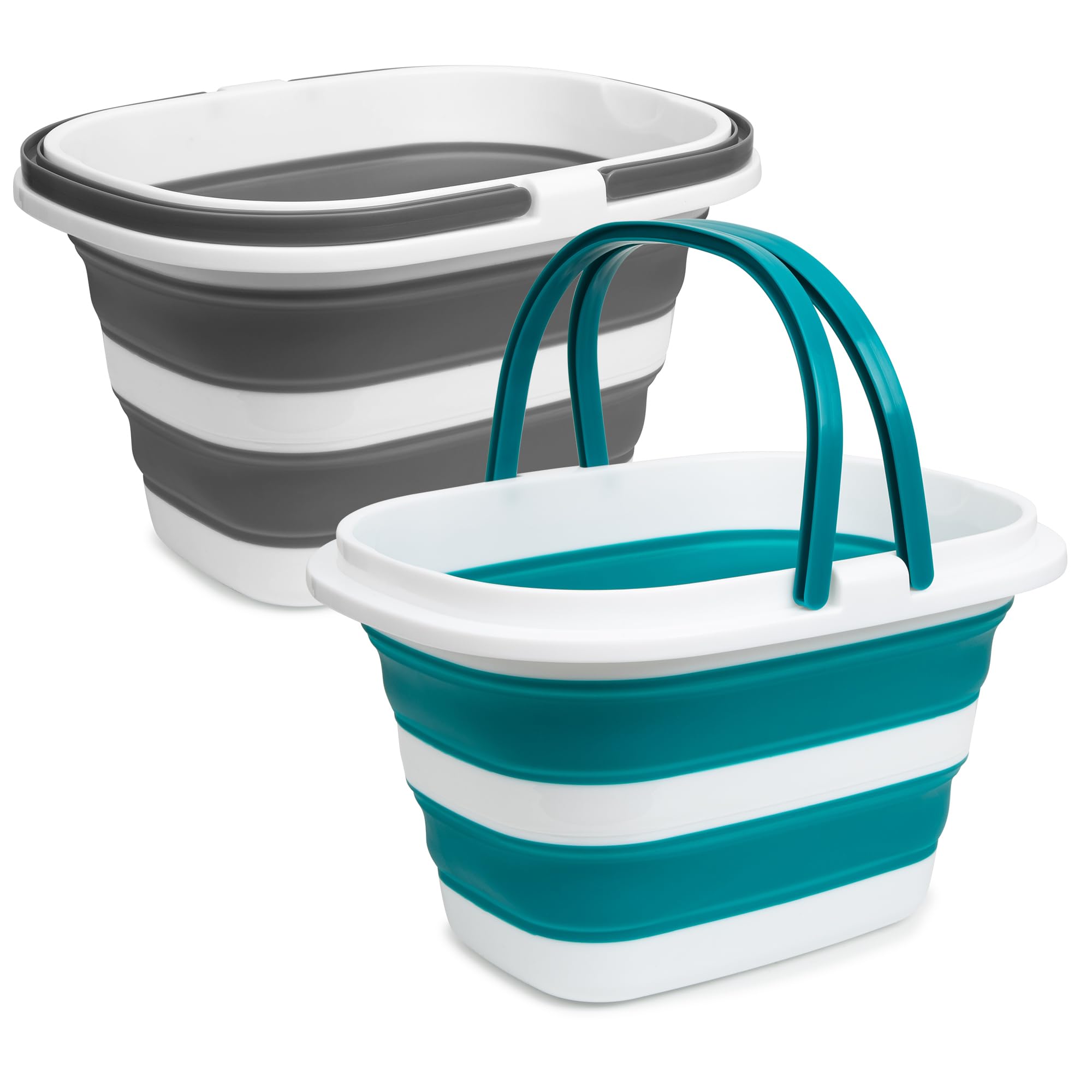 Photo 1 of 2 Pack Collapsible Mop Bucket, 16L(4.2 Gal) Plastic Bucket for House Cleaning, Car Washing, Silicone Cleaning Supplier Organizer, Portable Basket with Handle for Laundry Storage, RV Camping, Fishing