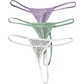 SOLY HUX Women's 3 Piece Lace Thongs Panties Underwear Low Rise Panty Set