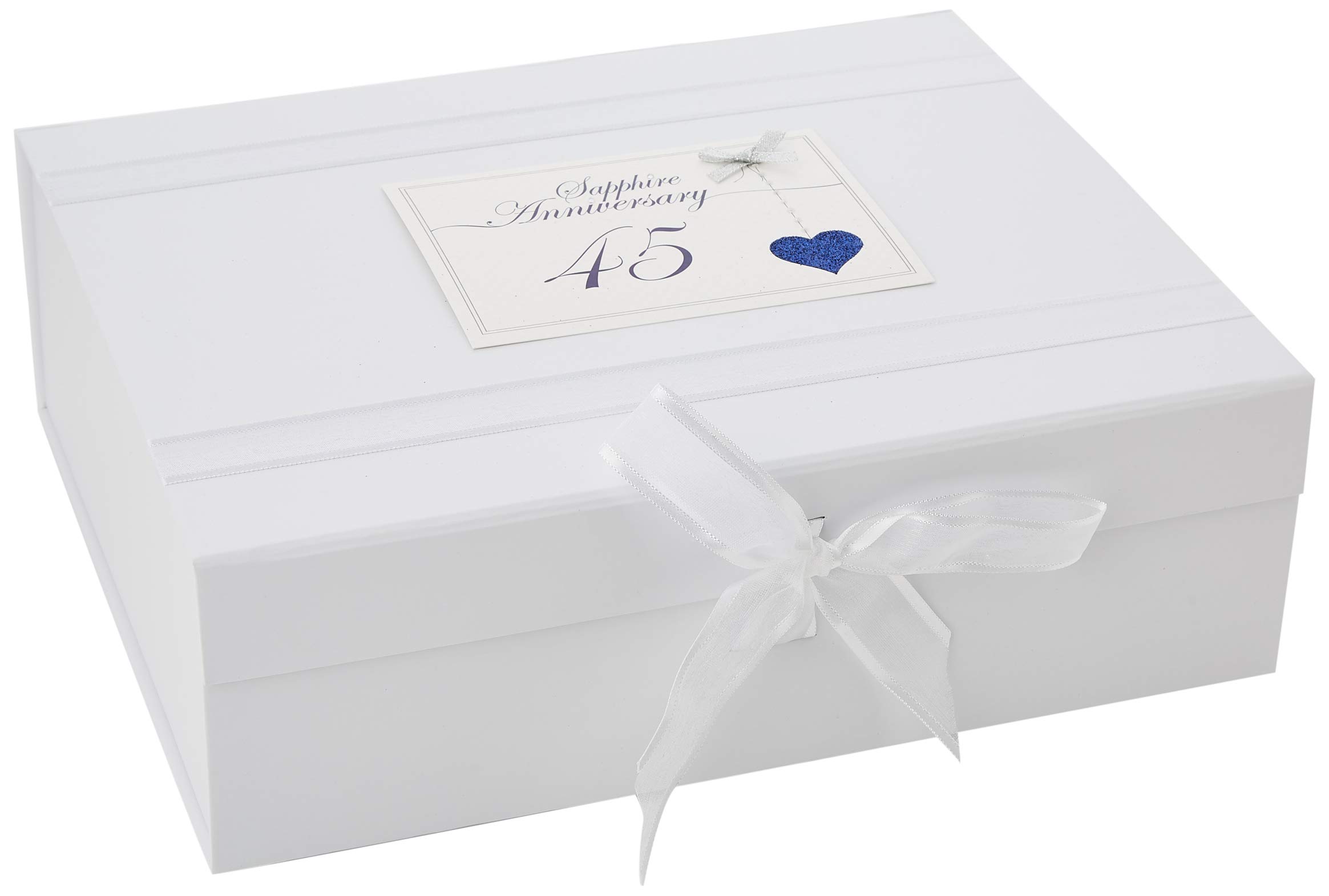 White Cotton Cards 45th Anniversary Sparkling Love Heart Large Keepsake Box (LLA45X)