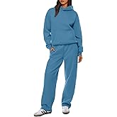 XIEERDUO Womens 2 Piece Outfits 2024 Sweatsuit Set Track Suits Oversized Hoodie Sweatshirts Wide Leg Sweatpants with Pockets