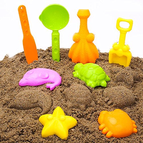 Young Choi's Kids Beach Sand Toy Mold Set with Reusable Bucket, Outdoor Sand Play Set for Toddlers