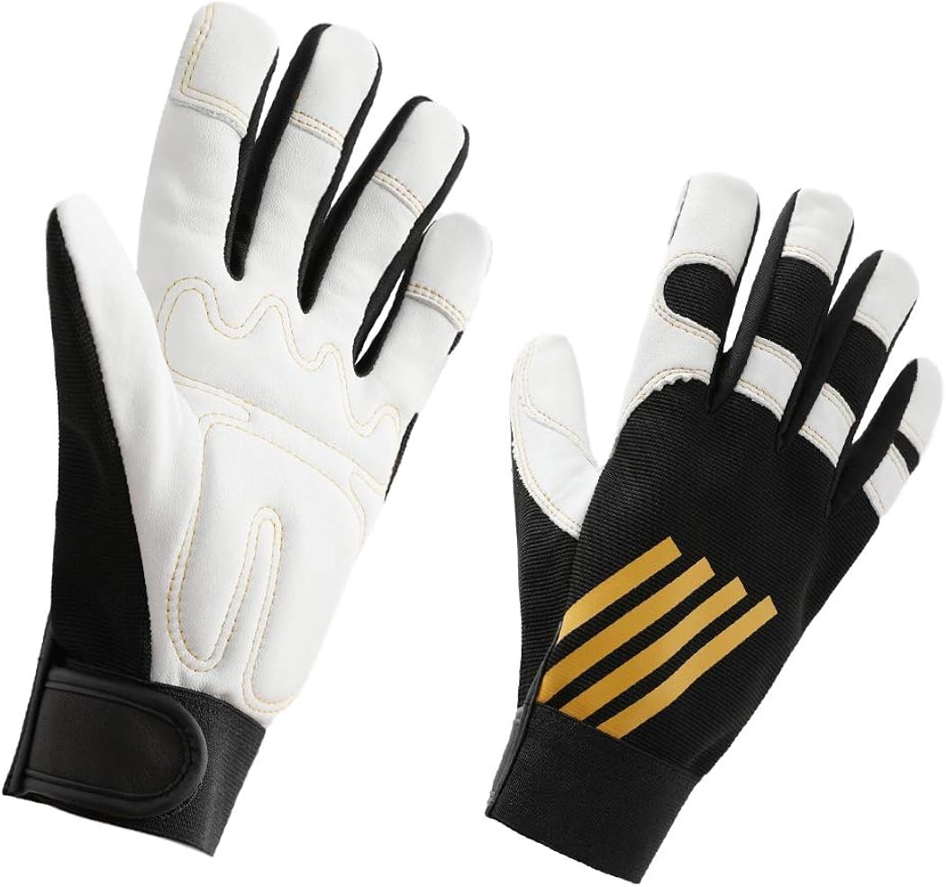 STEKETO Leather Yard Work Gloves Coatskin Ajustable Wrist