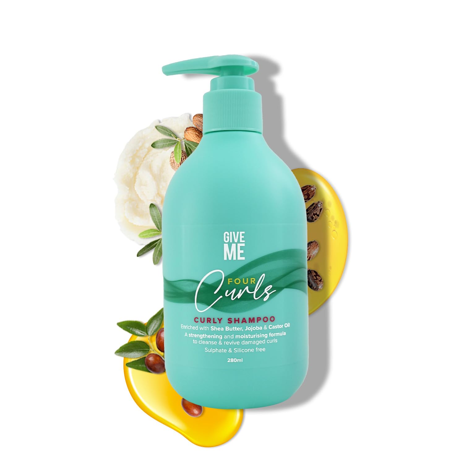 Give Me Cosmetics Four Curls Shampoo, Curly Hair Products, Moisturising, Sulphate Free, Hydrating Formula Infused with Shea Butter Castor and Jojoba Oil — image 1