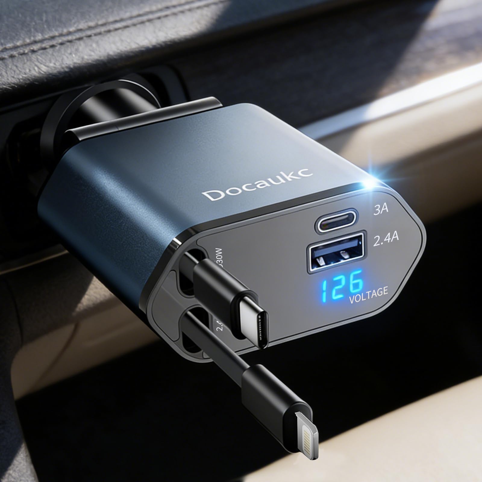 Retractable Car Charger for iPhone 17, 69W USB C 4 in 1 Fast Charging, Car Truck Accessories, Car Adapter, Road Trip Essentials Gift for Men Women, for iPhone 17 Pro Max Air 16 15 14 13, Galaxy, Pixel