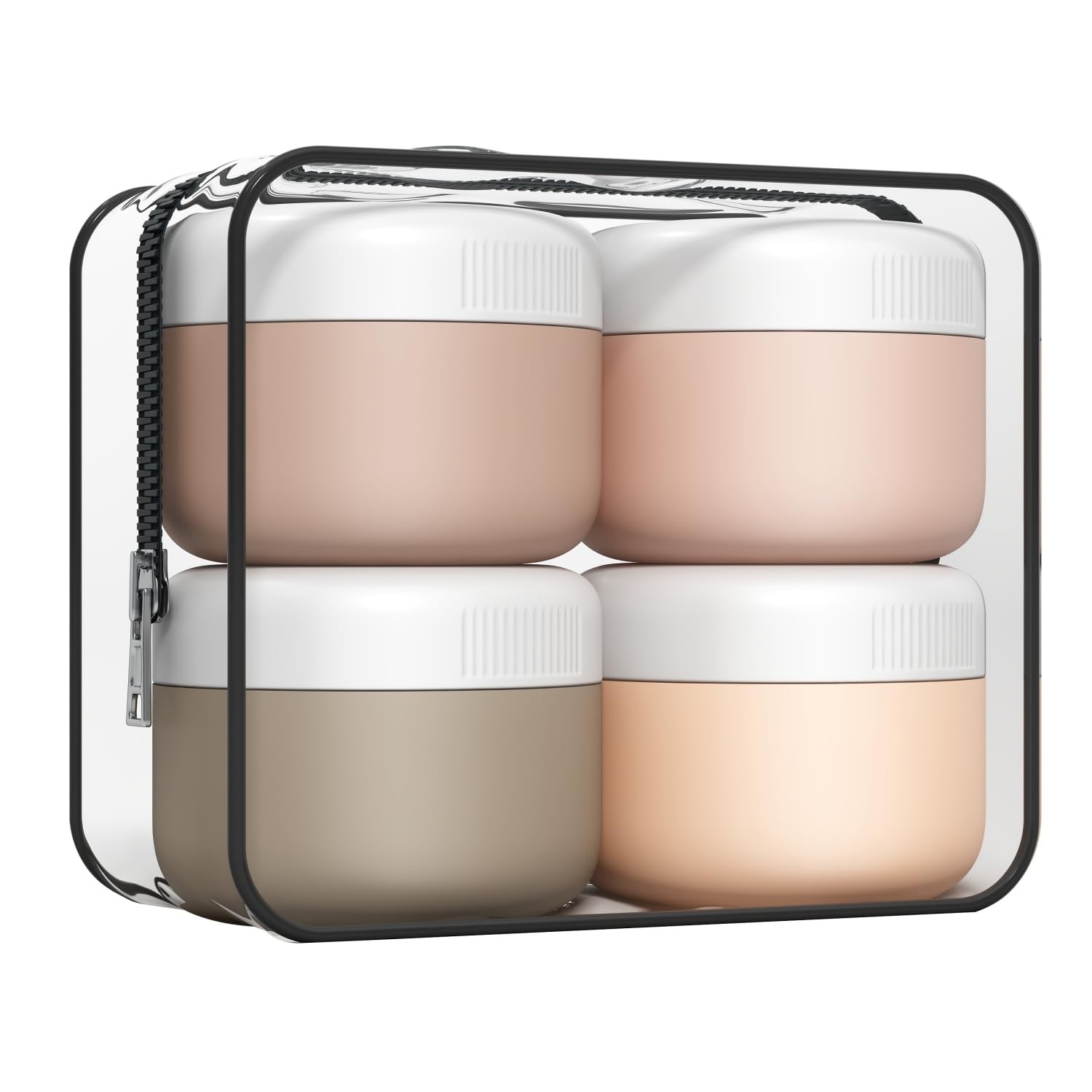 Silicone Travel Pots, Containers for Toiletries with Spatulas Tool and Clear Bag, TSA Approved Cream Jars, Leak-proof Travel Essentials for Cosmetic 40ml /(4 Pack)