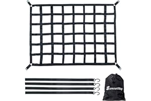 SURMOUNT WAY Surmountway Cargo Net for Pickup Truck Bed(42" x 50"), Truck Bed Cargo Net with Capacity 1100LBS, Heavy Duty Cargo Nets with Adjustable Cam Buckles & S-Hooks, Truck Cargo Net for Trailer Trucks