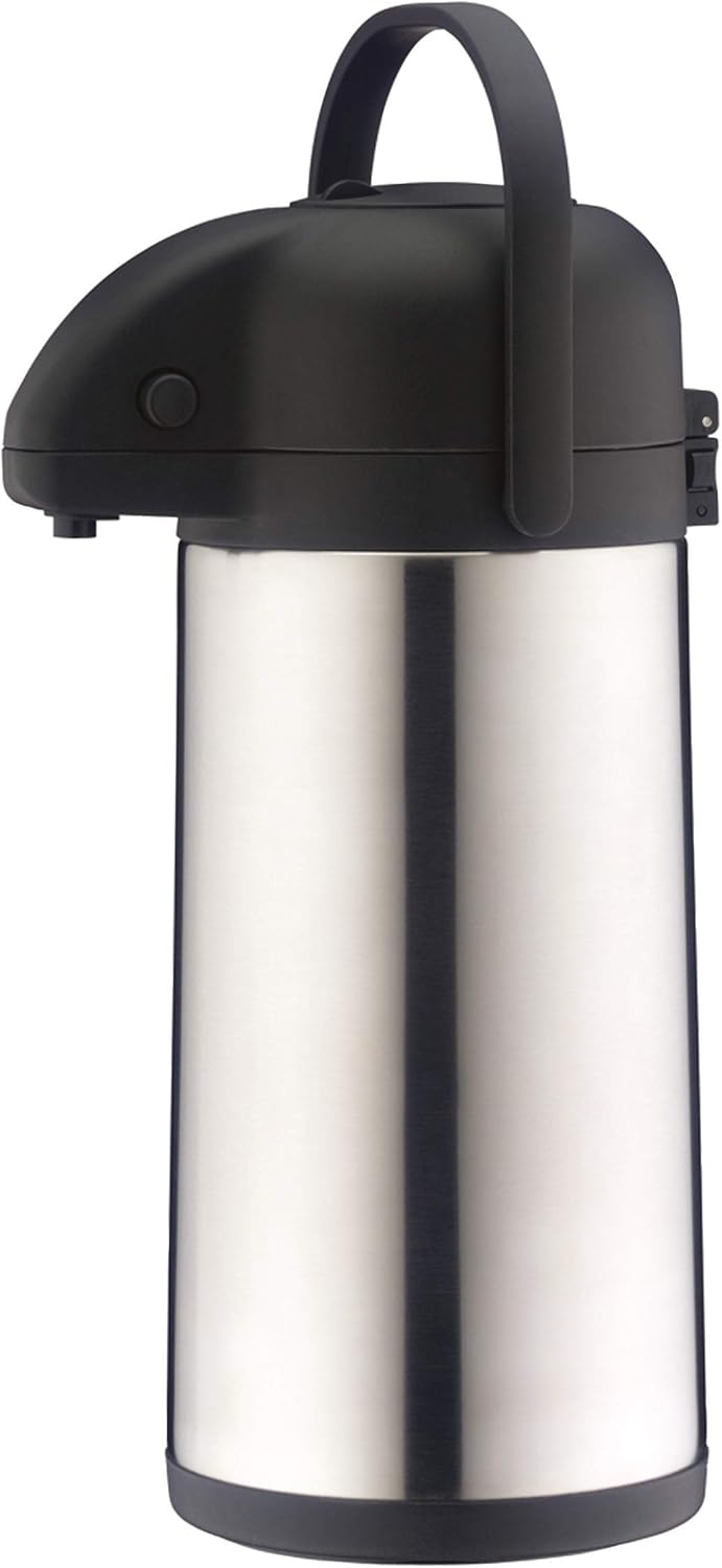 alfi 0837.205.250 Getränkespender, Pumpkanne TopTherm, Edelstahl mattiert 2,5 Liter, 12 Stunden heiß, 24 Stunden kalt