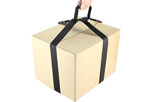 QWORK Heavy-Duty Box Carrying Strap with Handle, 55 Lbs, 118.1 inch, Adjustable Nylon Cross Straps with Ergonomic Rubber Grip