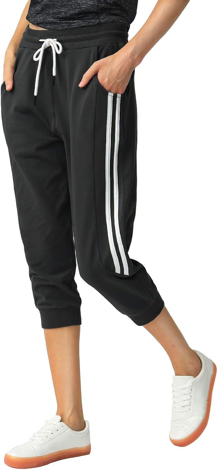 SPECIALMAGIC Sports Capri for Women Sweatpants Cropped Yoga Pants Running Joggers for Gym Daily: Clothing