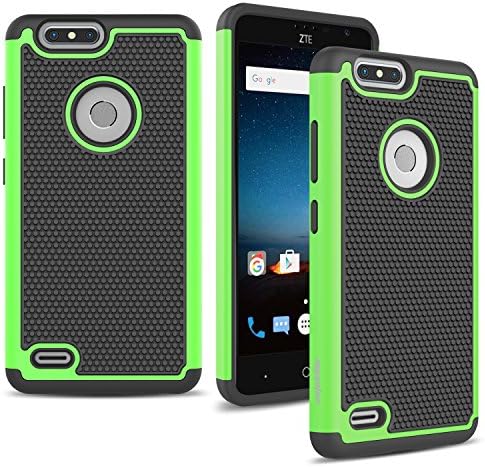 ZTE Sequoia / Blade Z MAX / Z982 Case, MyGotec Anti-Slip Shockproof Soft Silicone Dual-Layer Durable Armor Case - Black/Green